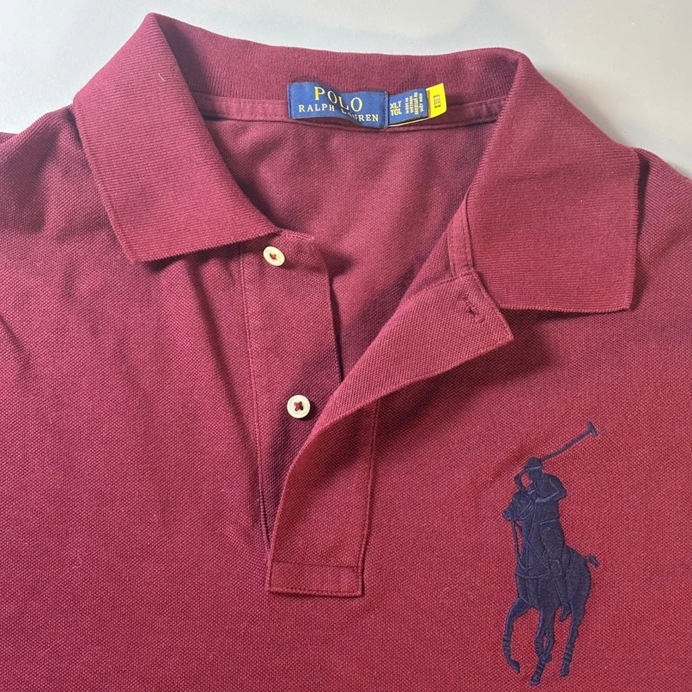 Polo Ralph Lauren Big Pony #3 Polo Shirt Mens XLT Big & Tall‎ Burgundy